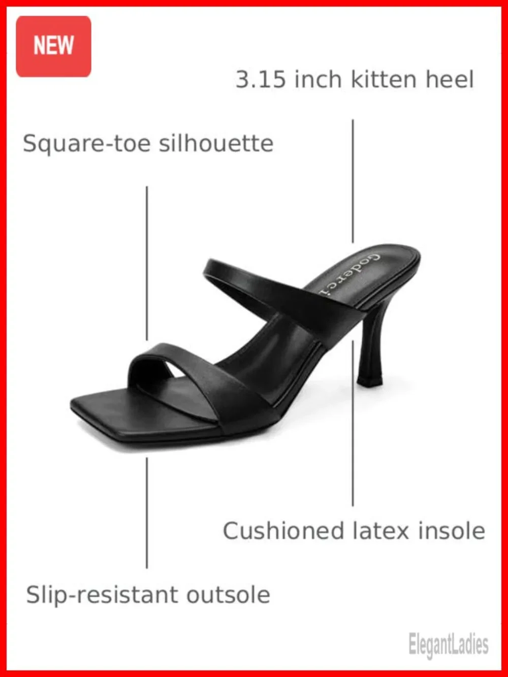Kitten Heel Strappy Sandals with Square Toe and Slip On Design
